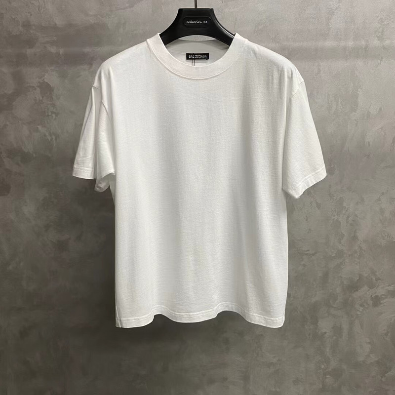 Balenciaga White Short-Sleeve T-Shirt with Back Logo Print - 1