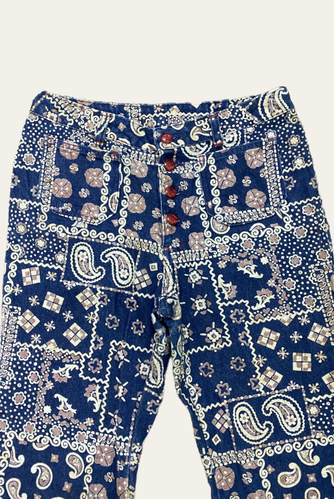 VINTAGE PAISLEY FULLPRINTED BELL BOTTOM SCOVILL BUTTON DENIM - 5