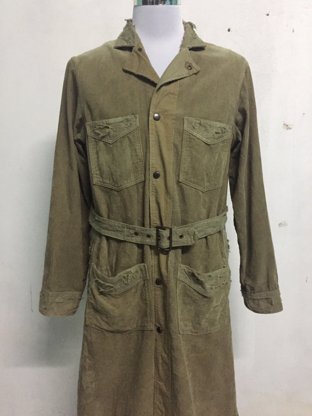 RAREST Kapital Corduroy Distress Long Jacket Military Style - 11