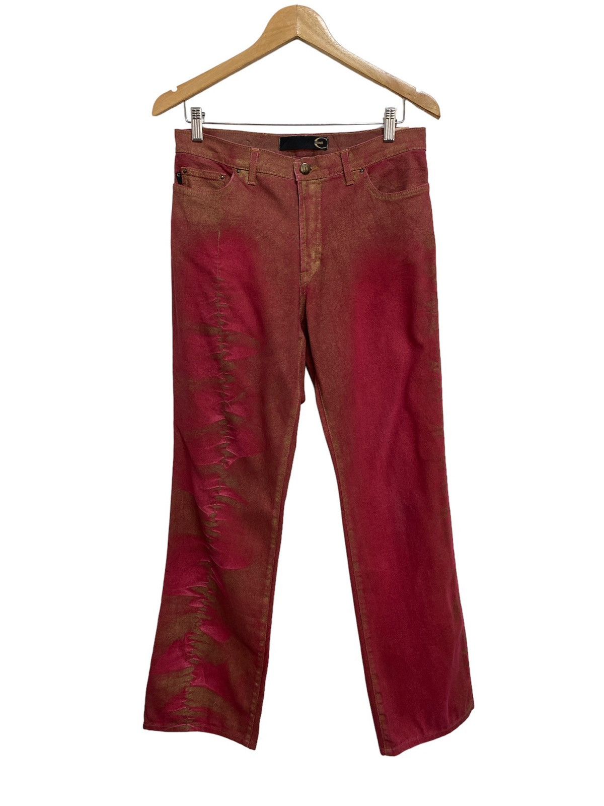 Vintage Roberto Just Cavalli Gold Distressed Design Denim Jeans - 1