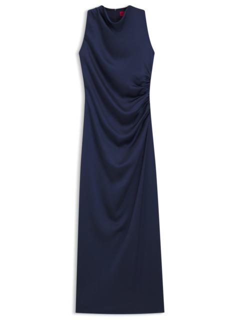 HUGO GATHERED-DETAIL MAXI DRESS IN SATIN