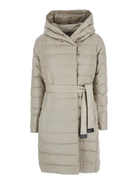 Max Mara Max Mara Women 'Novef' Beige Down Jacket With Reversible Design And Waist Belt In Tech Fabric Woman