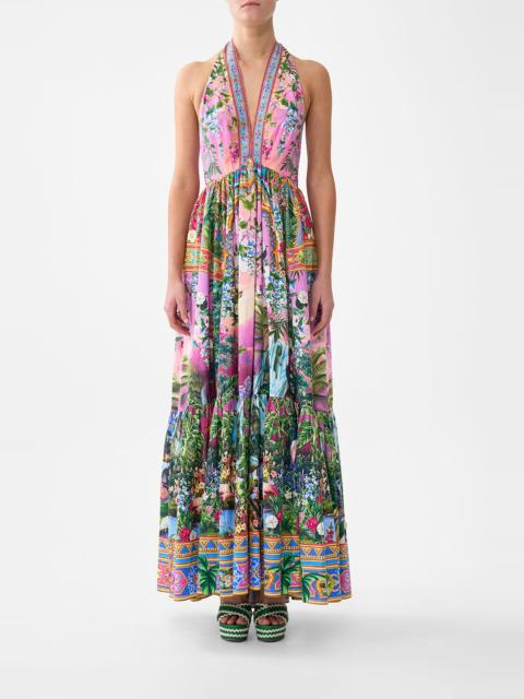 CAMILLA RUFFLE HEM HALTER DRESS