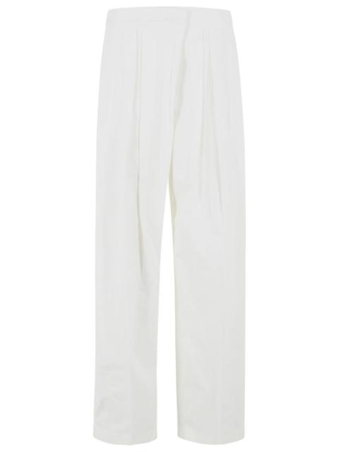 Jil Sander Jil Sander Cotton Silk Trousers Ivory Women