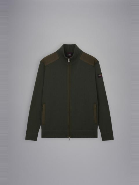 Paul & Shark WOOL FULL ZIP SWEATER WITH ICONIC BADGE