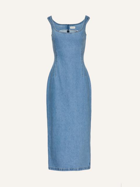 MAGDA BUTRYM Round-neck midi denim dress in sky blue