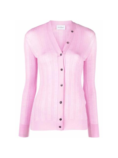 FERRAGAMO Ferragamo Gancini A-Jour Wool Cardigan