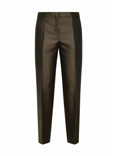 Max Mara Studio Max Mara Studio Women Khaki Green Silk Blend Shantung Mstzinco Carrot Trousers