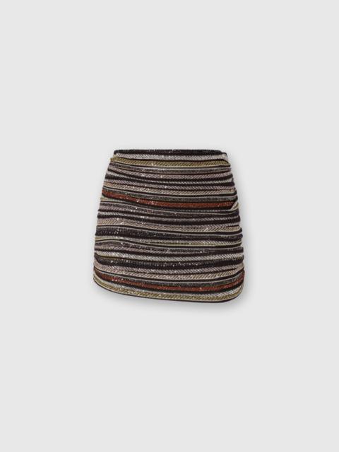 Missoni Asymmetrical Mini Skirt in Herringbone Stripe Knit
