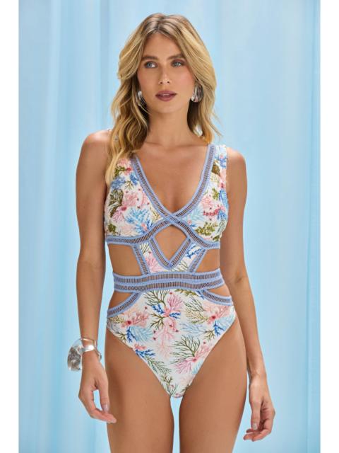 PatBO SEAWEED EMBROIDERED BODYSUIT