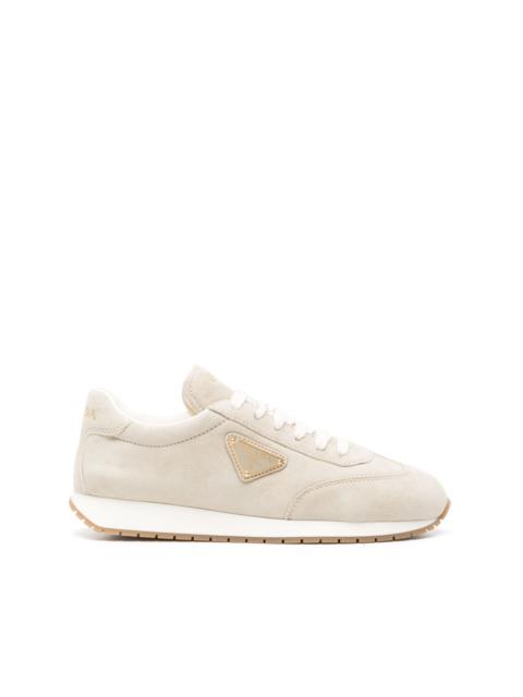 triangle-logo suede sneakers
