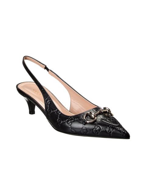 GUCCI Gucci Horsebit Leather Slingback Pump