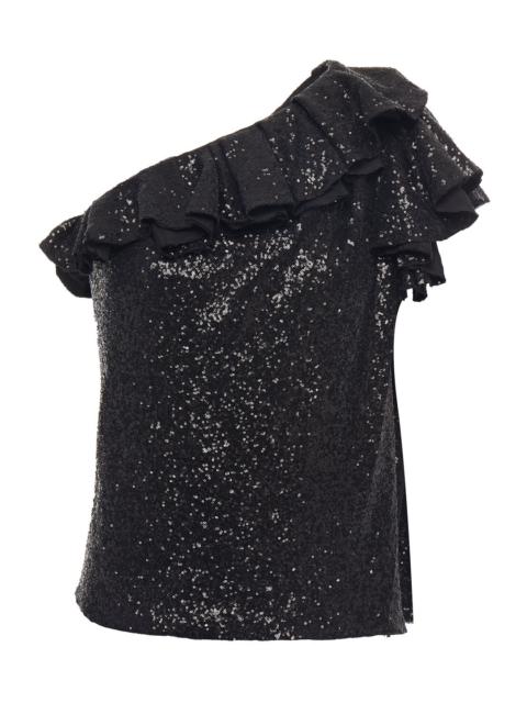 Other Designers Lavaur one-shoulder sequined crepe top