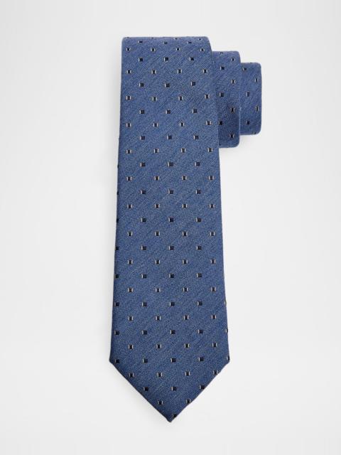 EMPORIO ARMANI Men's Bordeaux Micro-Jacquard Silk and Wool Tie