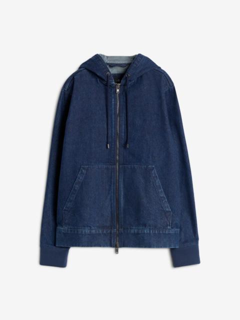 7 For All Mankind Utility Denim Hoodie in Carpenter Blue