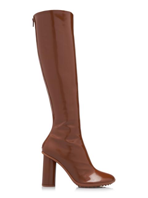Bottega Veneta Atomic Patent Leather Knee Boots brown