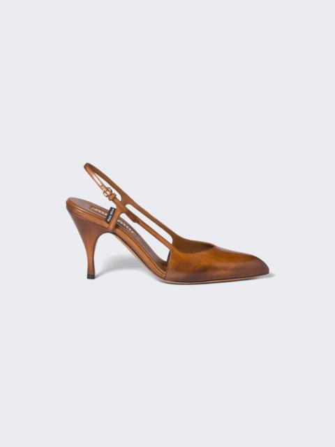 Miu Miu Leather Slingback Pumps Cognac