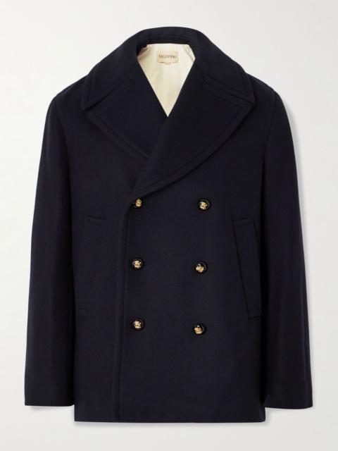 Valentino Double-Breasted Wool Peacoat Navy