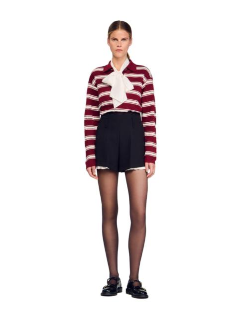 Sandro SANDRO Tailored flounced shorts in Black at Nordstrom