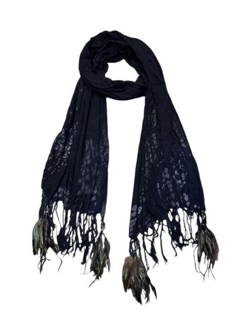 Other Designers KMRii RAYON SPLATTER PATTERN NATIVE SKULL FEATHER SCARF