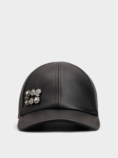 Roger Vivier Efflorescence Baseball Cap in leather