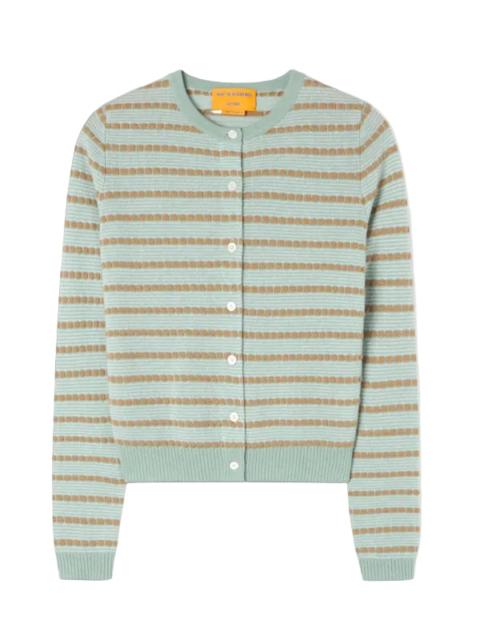 GUEST IN RESIDENCE Pebble Stripe Jane Cardigan in Sage Blush Combo