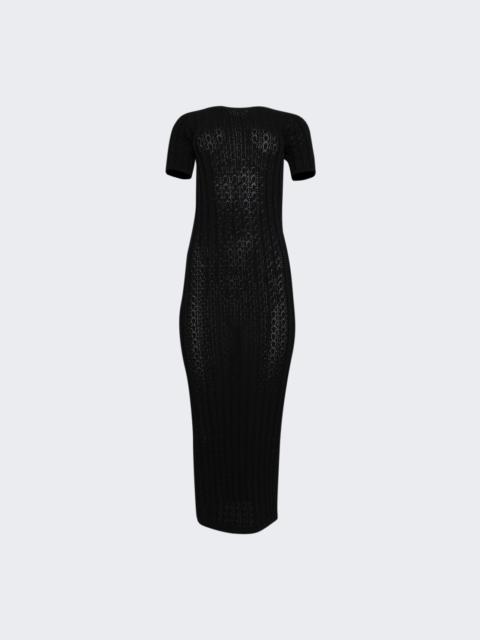 Loulou de Saison Aruba Rib Lace Knit Dress Black