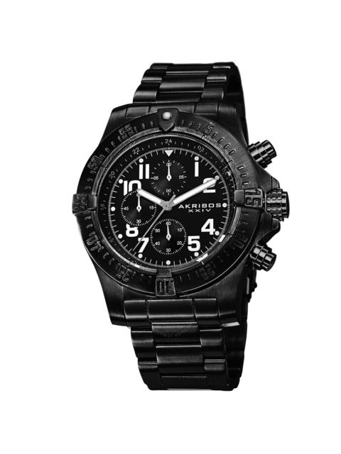 Other Designers Akribos XXIV Chronograph Black Dial Black Ion-plated Stainless Steel Men's Watch AK711BK