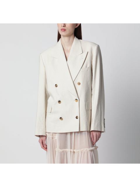 Dries Van Noten Dries Van Noten Ã‰Cru Oversized Double-Breasted Jacket By Dries Van Noten Women