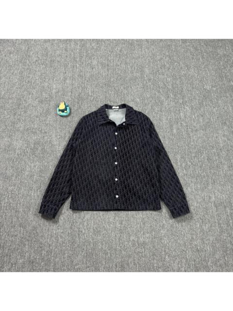 Dior Dior navy blue flocked all-over print shirt