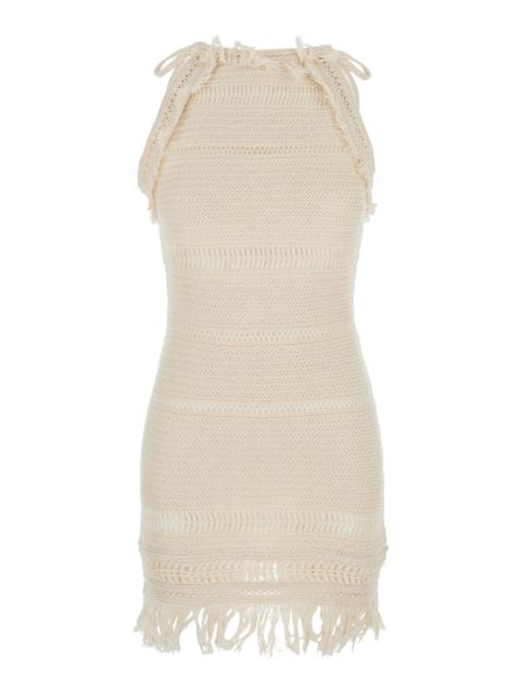 Isabel Marant Etoile Women 'Aralia' White Dress With Round Collar On The Rear And Adjustable Shoulde