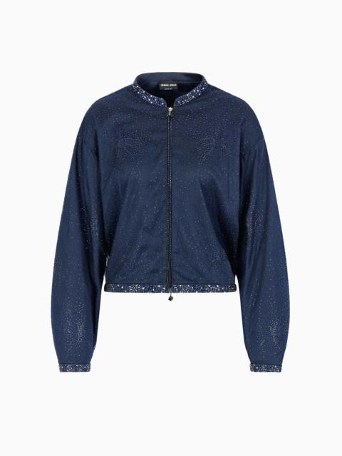 GIORGIO ARMANI SILK BLOUSON WITH RHINESTONE EMBROIDERY