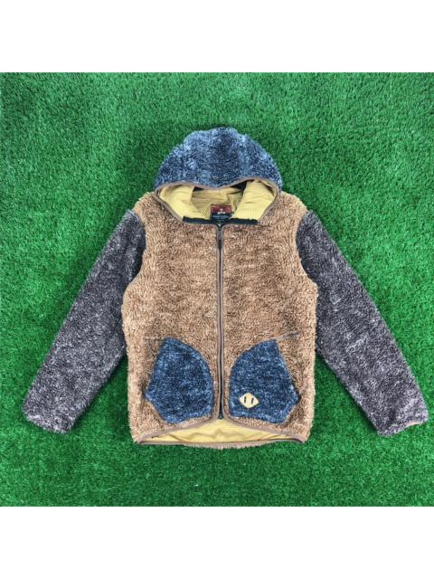 Other Designers Vintage - Vintage Sherpa Block Color Zipper Hoodie Sweater by GRN