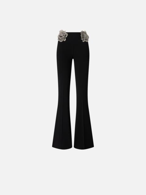 PINKO TROUSERS WITH EMBROIDERED JEWELLED ROSES