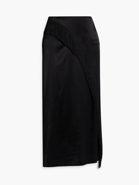 Other Designers Fringed satin midi skirt