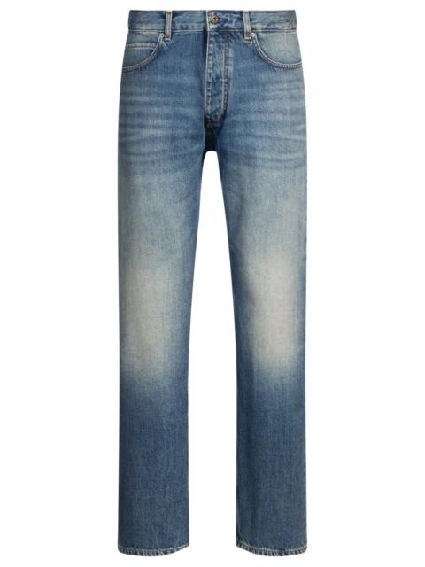 HUGO REGULAR-FIT JEANS IN MID-BLUE STONEWASHED DENIM