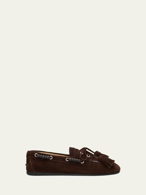 Miu Miu Suede Tassel Boat Loafers