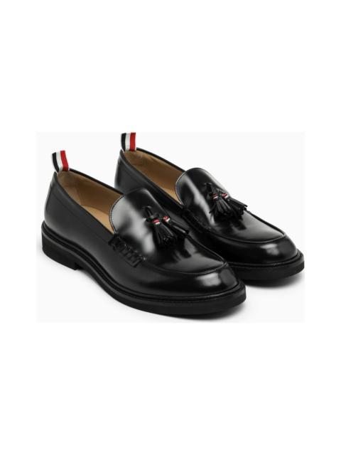 Black Leather Moccasin With Tassels