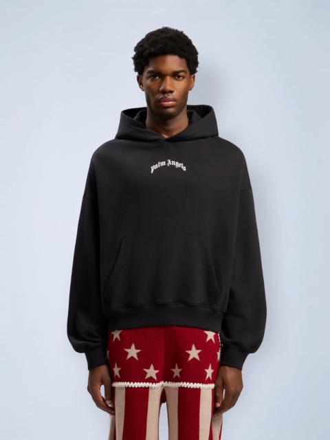 Palm Angels Palm Angels Men Curved Logo Loose Hooded Sweatshirt