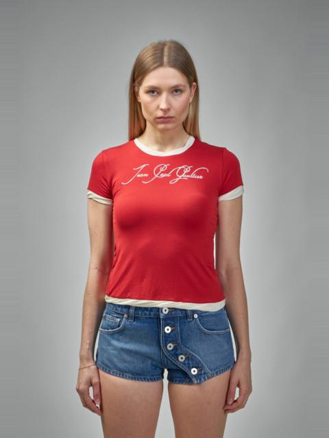 Jean Paul Gaultier Thin Jersey Baby-Tee Printed ''Tattoo''