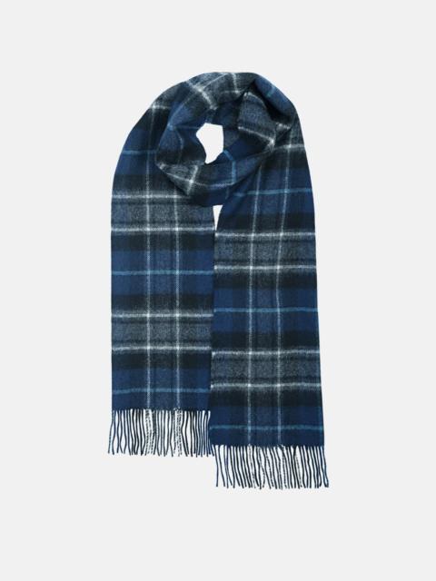 GLOVERALL Unisex Oversized Lambswool Scarf MaCrae Hunting Blue