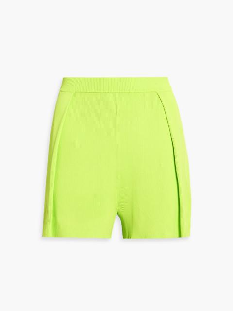 LAPOINTE Pleated ribbed-knit shorts