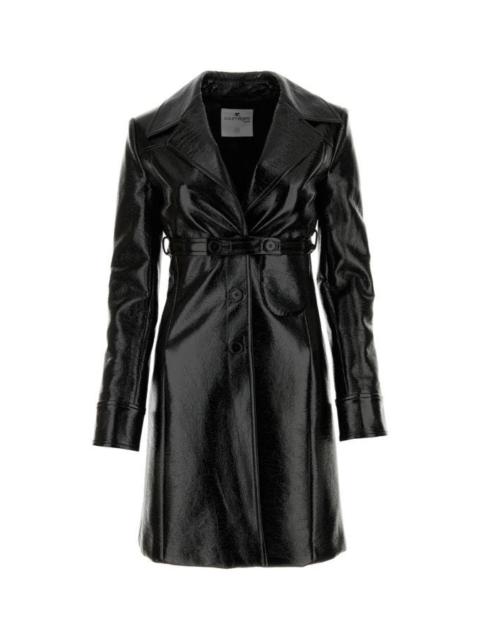 Courreges Woman Black Vinyl Overcoat