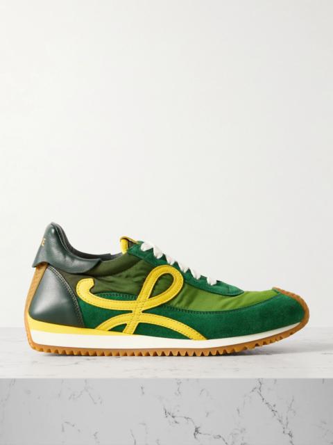 Loewe Flow Runner 2.0 leather-trimmed shell and suede sneakers Leaf green