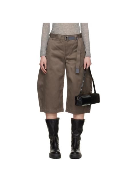 sacai Taupe Cotton Chino Shorts