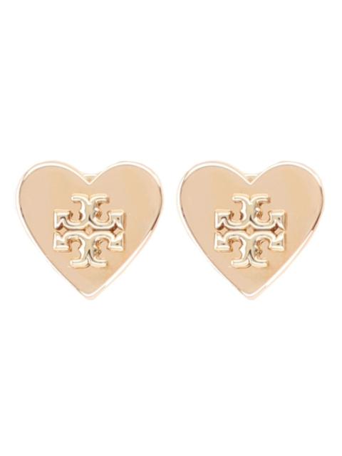 TORY BURCH KIRA HEART EARRINGS WITH LOGO