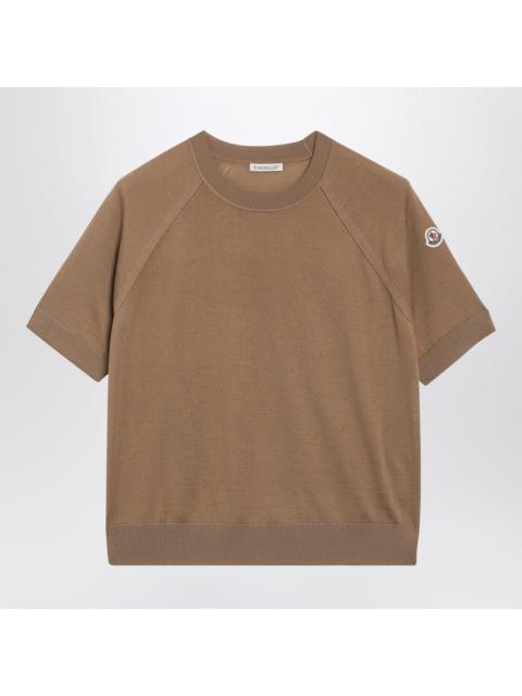 Moncler Moncler Beige Wool Sweater With Logo Patch Women