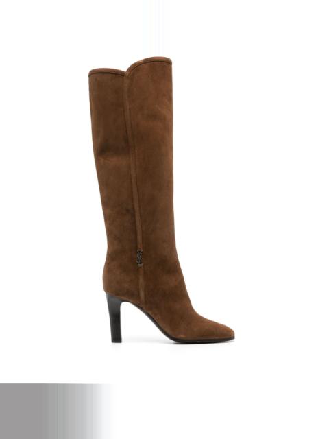SAINT LAURENT logo-plaque suede boots