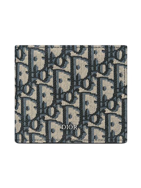 Dior Dior Compact Wallet Beige and Black Dior Oblique Jacquard