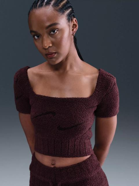 Nike Nike Women's Sportswear Phoenix Cozy Bouclé Short-Sleeve Cropped Knit Top